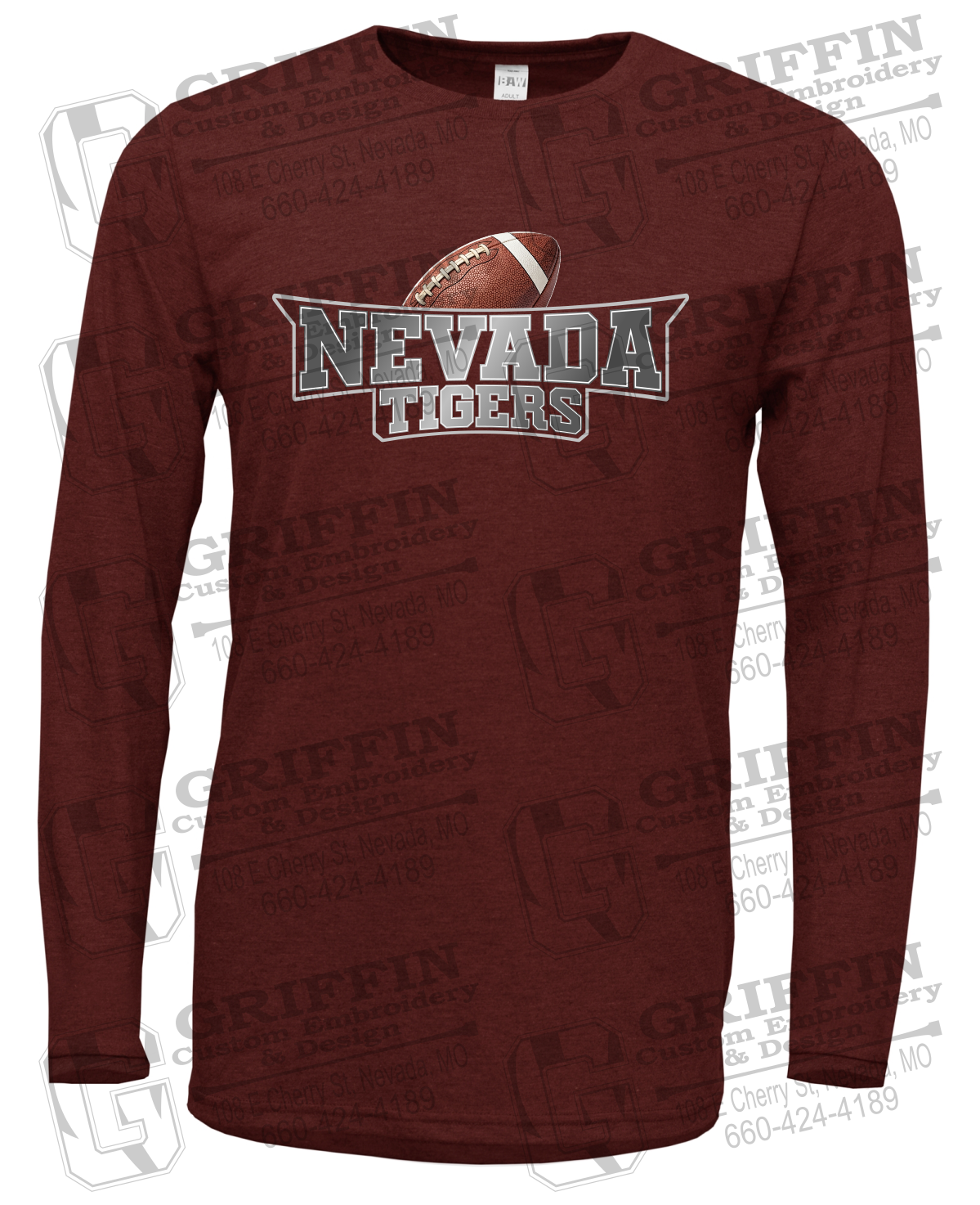 Soft-Tek Long Sleeve T-Shirt - Football - Nevada Tigers 27-E