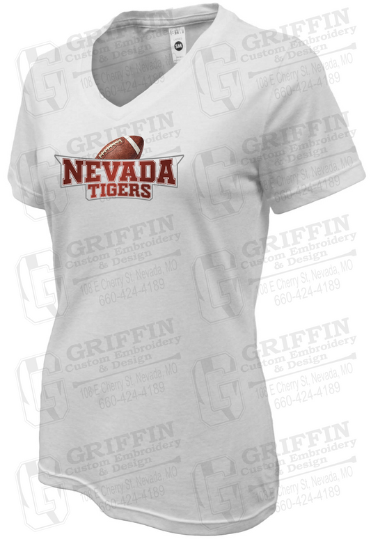 Womens Soft-Tek V-Neck T-Shirt - Football - Nevada Tigers 27-E