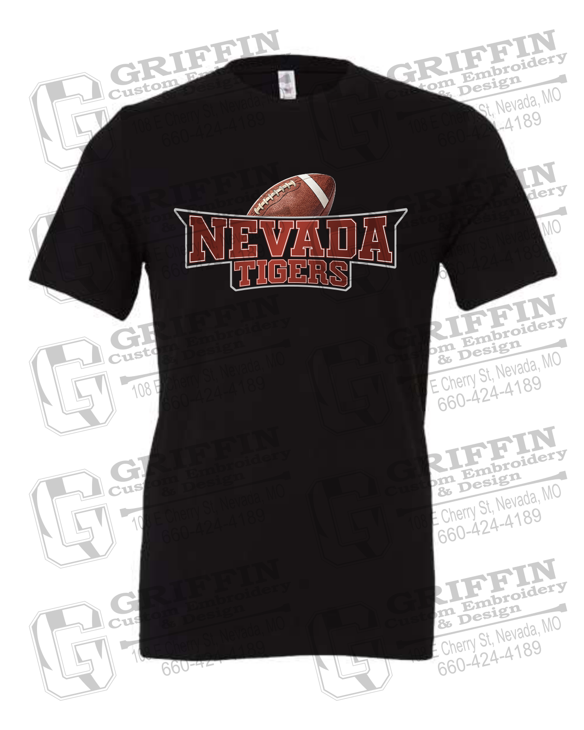 Cotton Short Sleeve T-Shirt - Football - Nevada Tigers 27-E