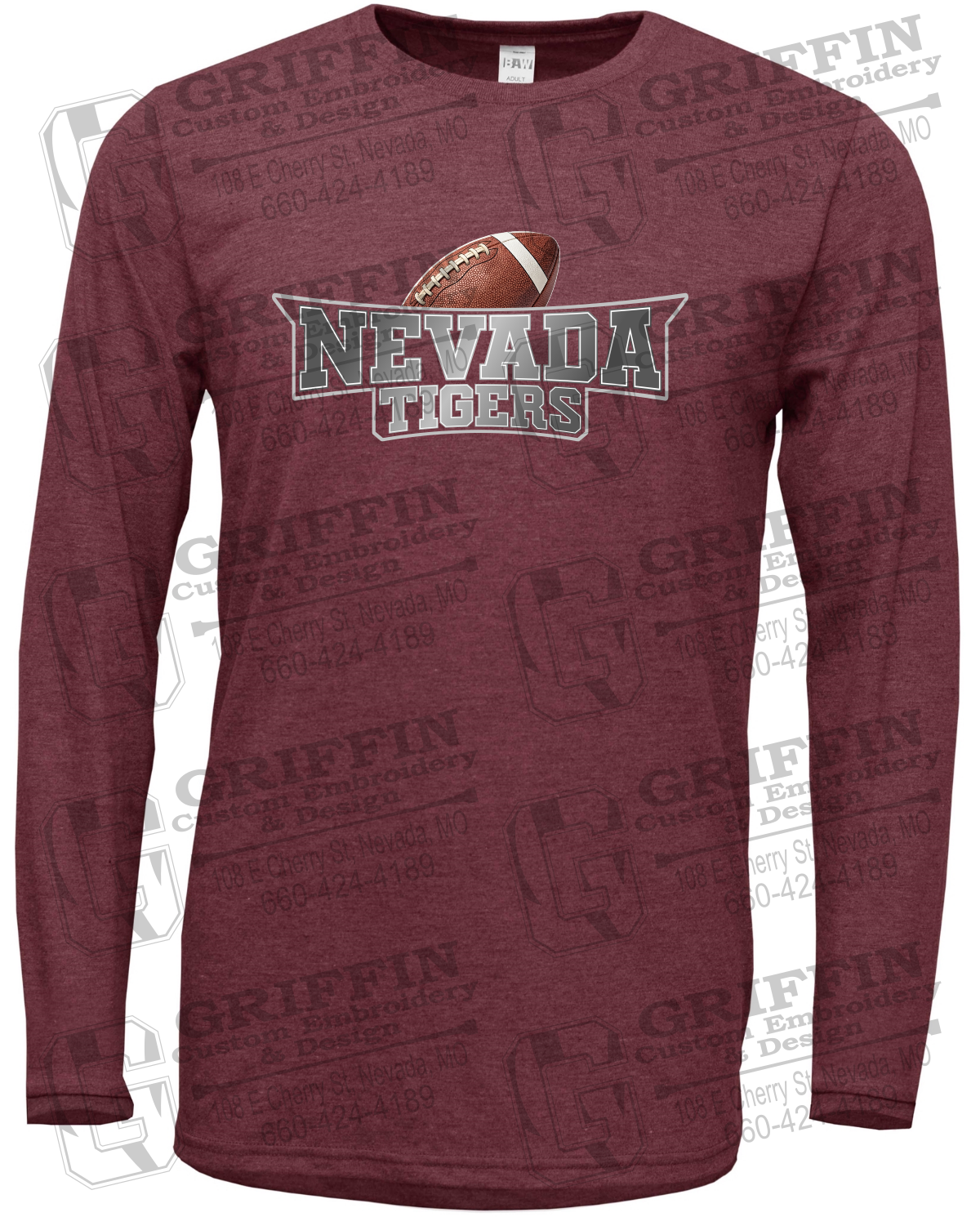 Soft-Tek Long Sleeve T-Shirt - Football - Nevada Tigers 27-E