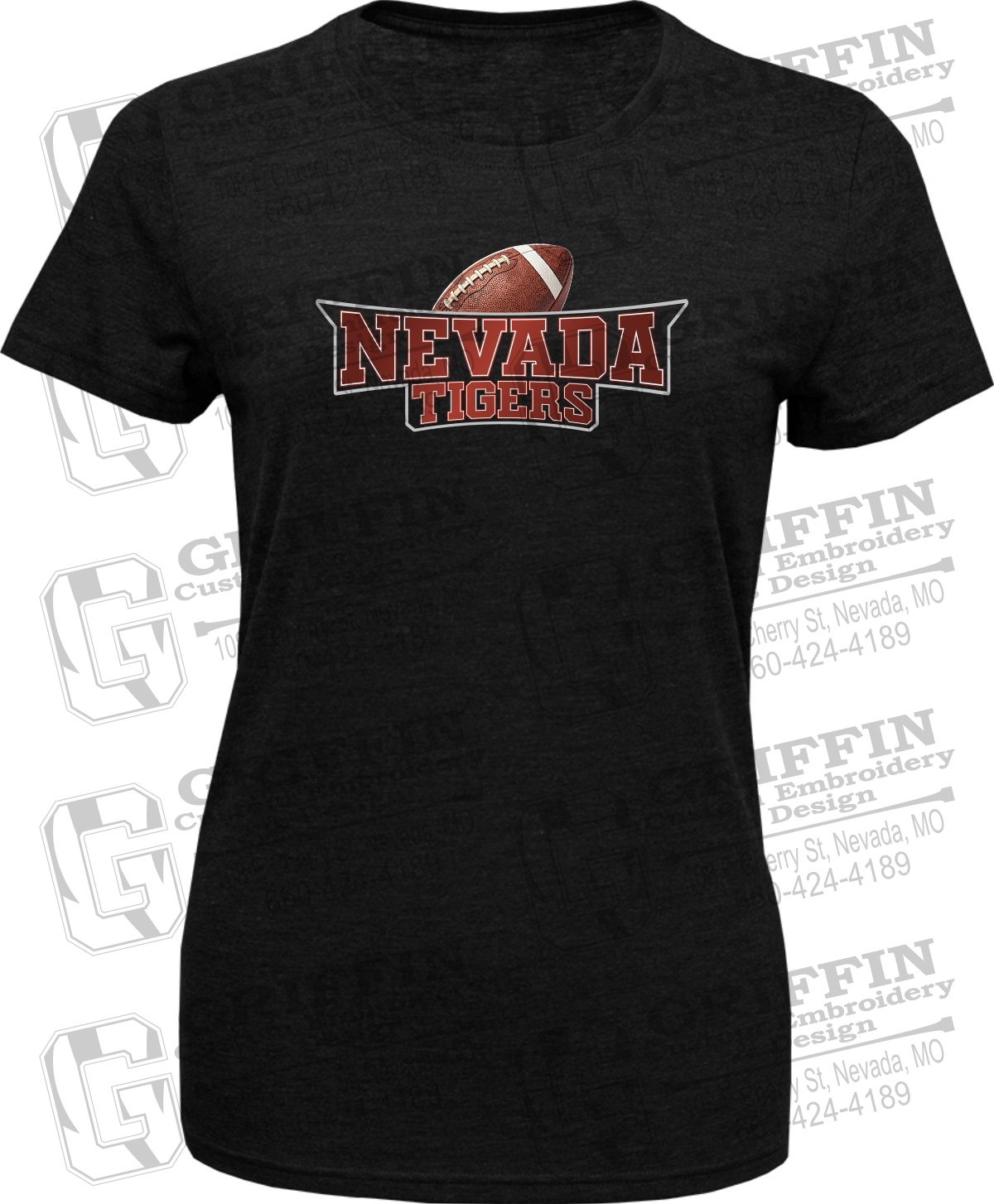 Womens Tri-Blend T-Shirt - Football - Nevada Tigers 27-E