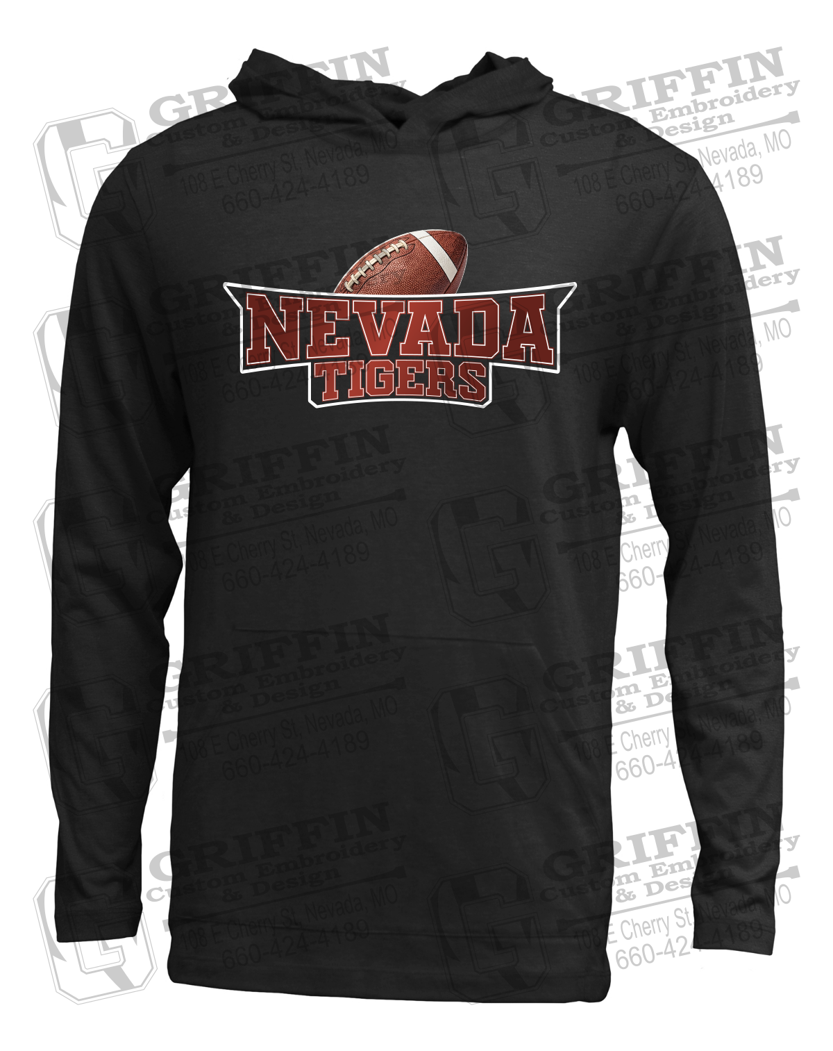 Soft-Tek T-Shirt Hoodie - Football - Nevada Tigers 27-E
