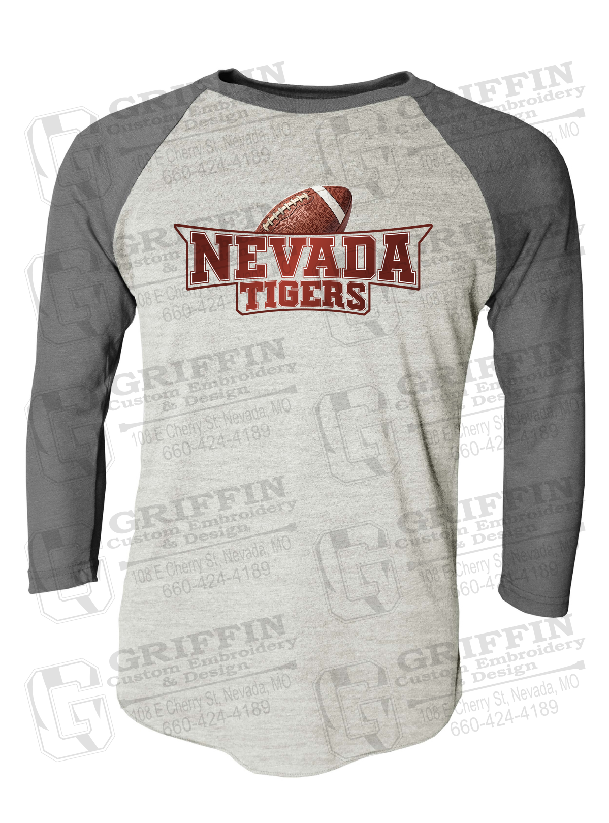 Tri-Blend Raglan Sleeve T-Shirt - Football - Nevada Tigers 27-E