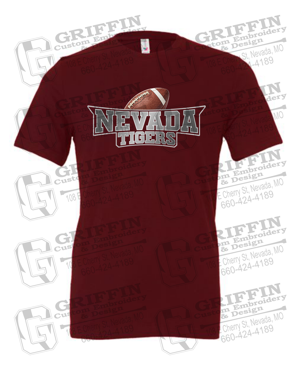 Cotton Short Sleeve T-Shirt - Football - Nevada Tigers 27-E