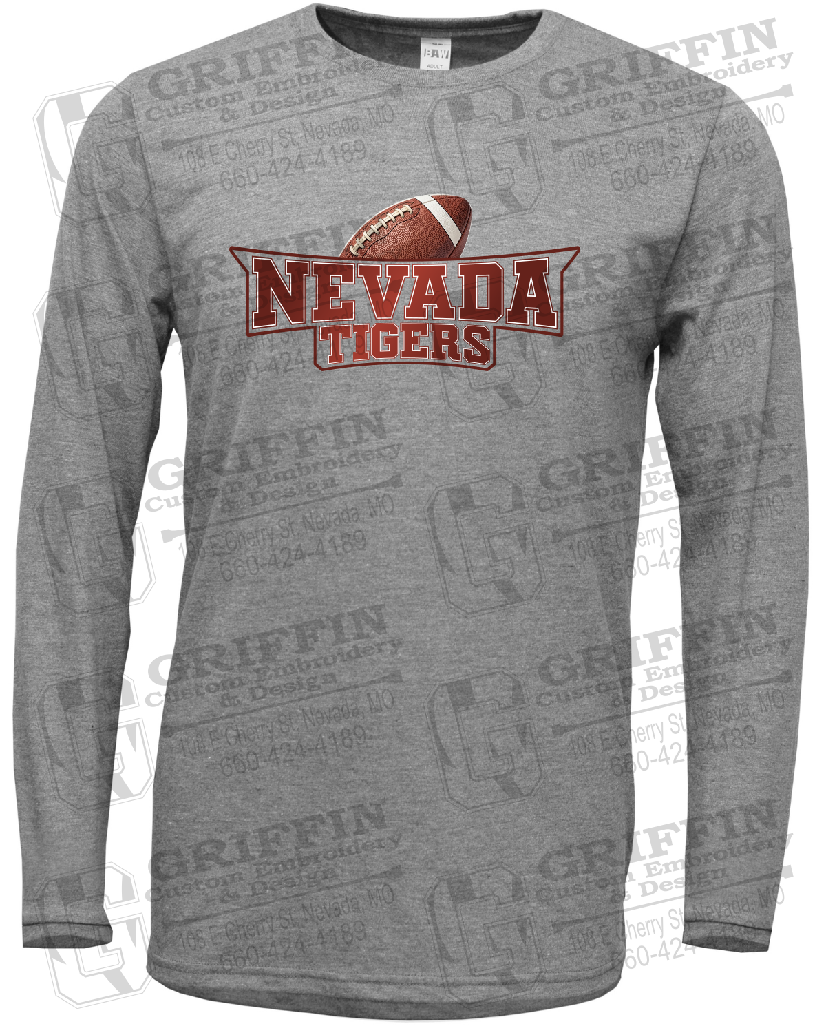 Soft-Tek Long Sleeve T-Shirt - Football - Nevada Tigers 27-E