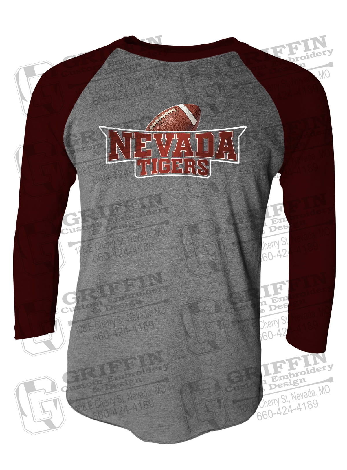 Tri-Blend Raglan Sleeve T-Shirt - Football - Nevada Tigers 27-E