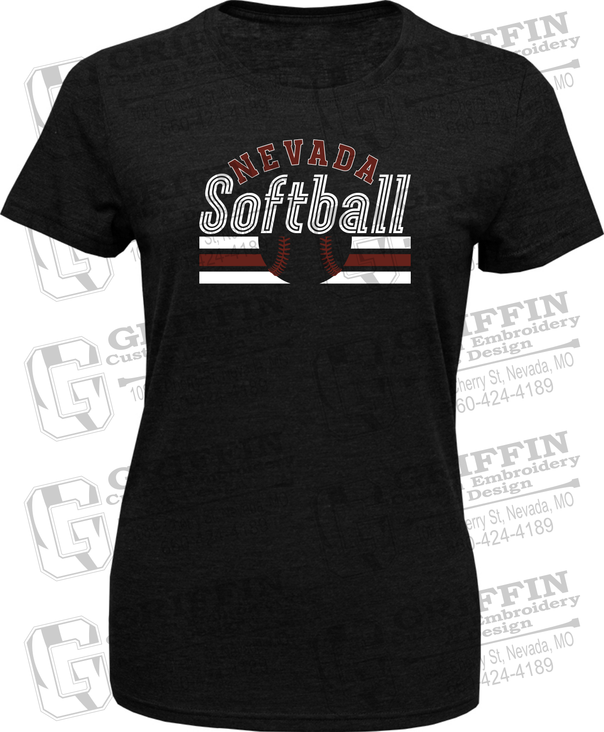 Womens Tri-Blend T-Shirt - Softball - Nevada Tigers 27-I
