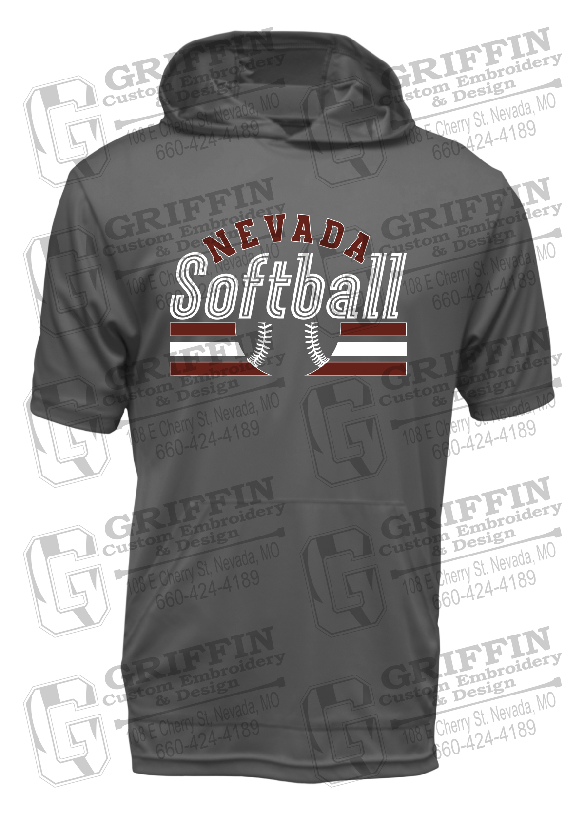 Dry-Fit Short Sleeve T-Shirt Hoodie - Softball - Nevada Tigers 27-I