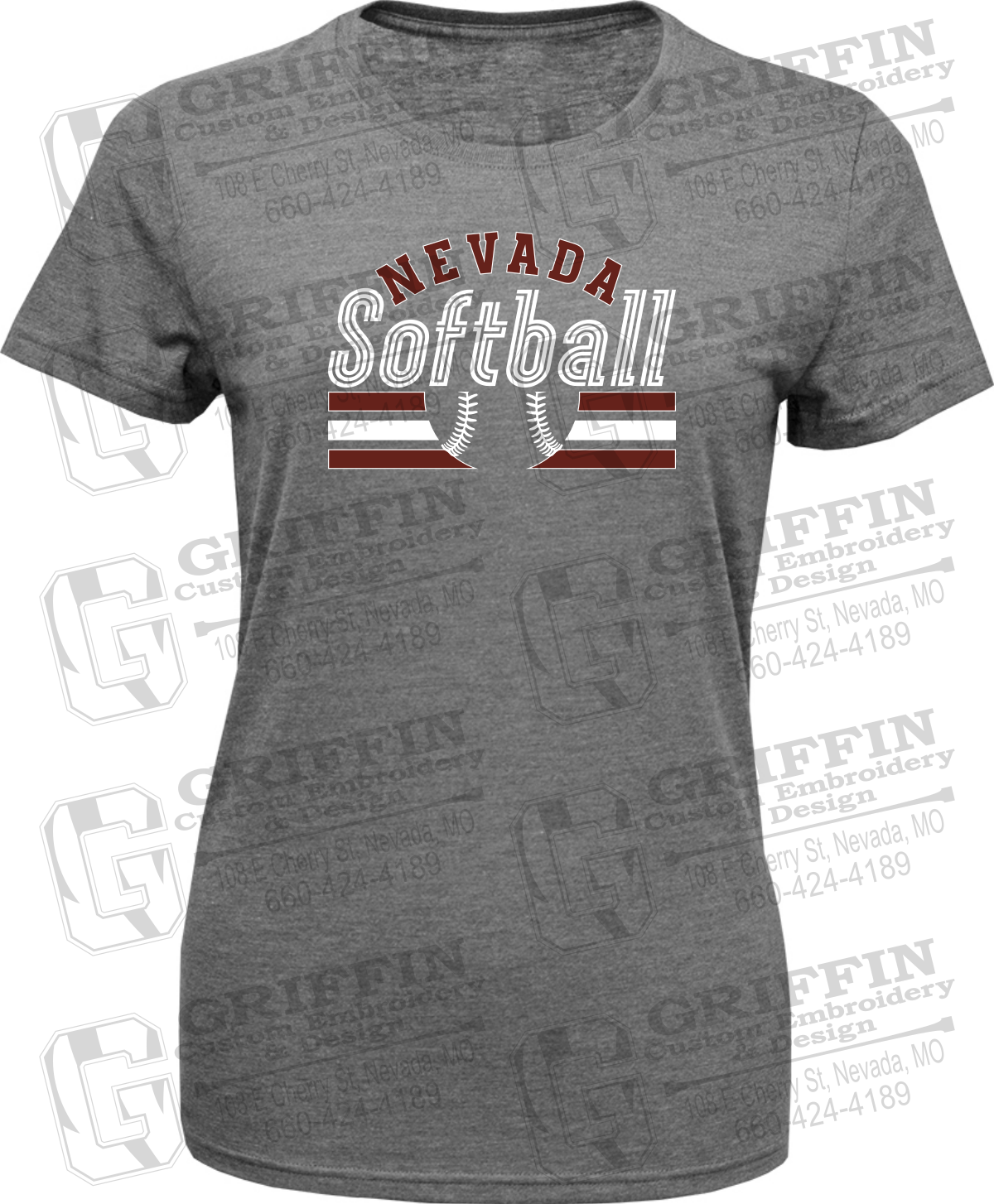Womens Tri-Blend T-Shirt - Softball - Nevada Tigers 27-I