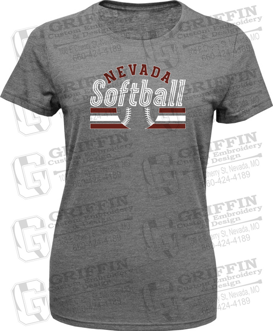Womens Tri-Blend T-Shirt - Softball - Nevada Tigers 27-I