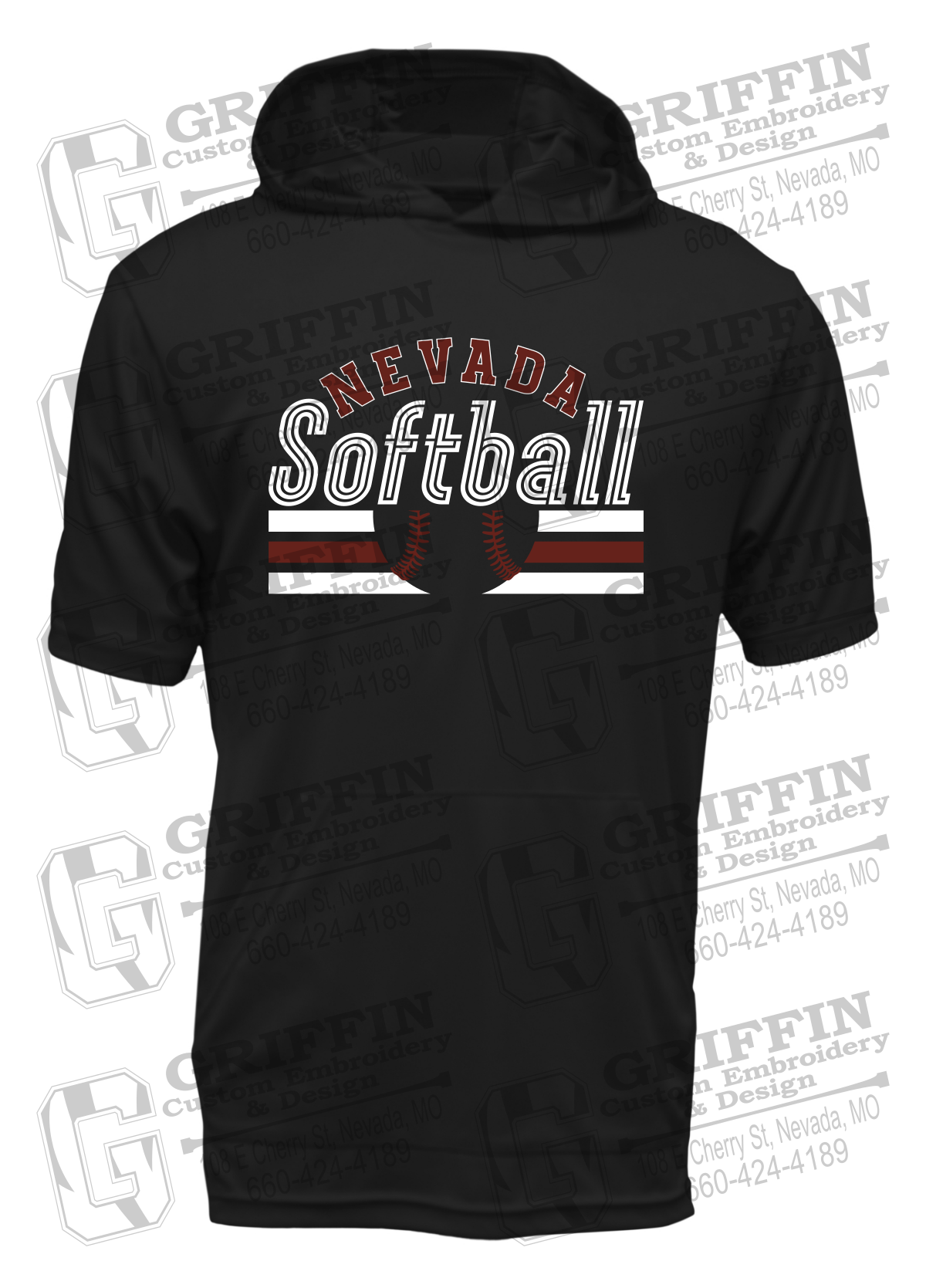 Dry-Fit Short Sleeve T-Shirt Hoodie - Softball - Nevada Tigers 27-I
