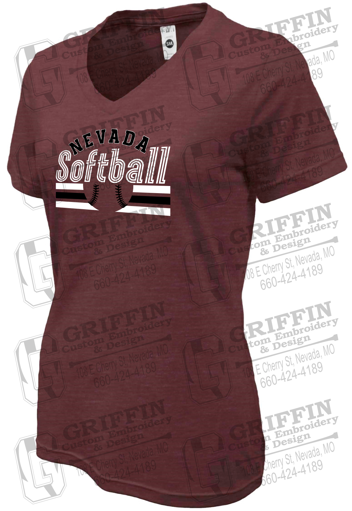Womens Soft-Tek V-Neck T-Shirt - Softball - Nevada Tigers 27-I