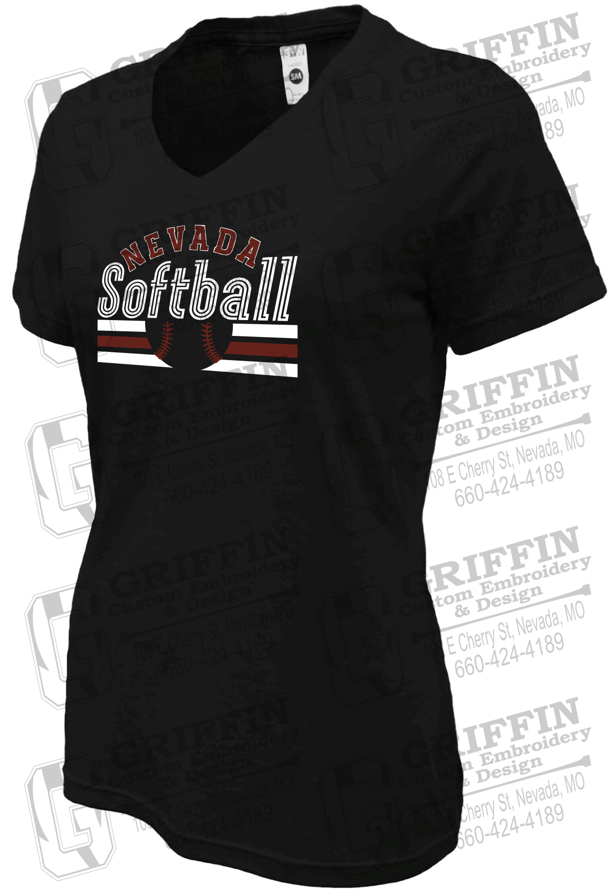Womens Soft-Tek V-Neck T-Shirt - Softball - Nevada Tigers 27-I
