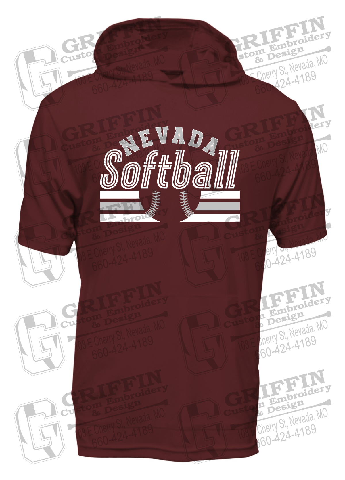 Dry-Fit Short Sleeve T-Shirt Hoodie - Softball - Nevada Tigers 27-I