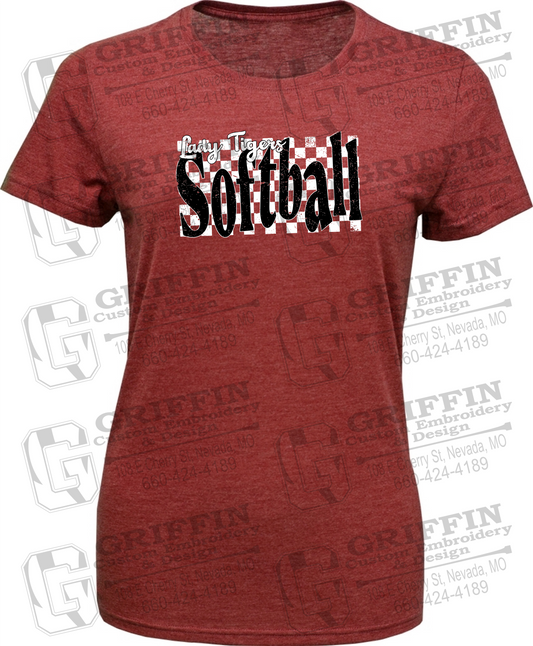Womens Tri-Blend T-Shirt - Softball - Nevada Tigers 27-J