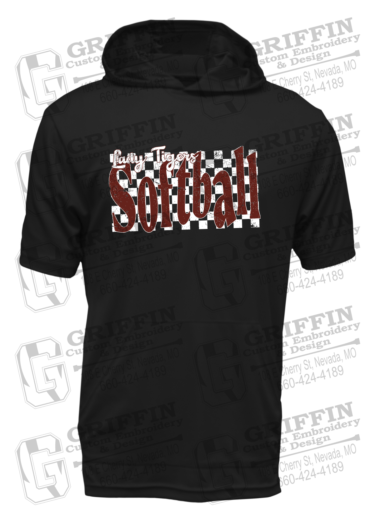 Dry-Fit Short Sleeve T-Shirt Hoodie - Softball - Nevada Tigers 27-J