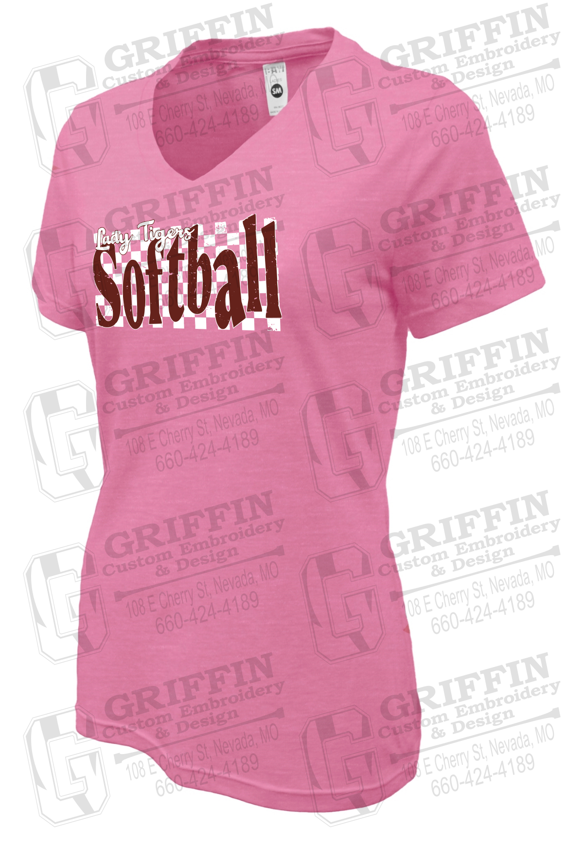 Womens Soft-Tek V-Neck T-Shirt - Softball - Nevada Tigers 27-J