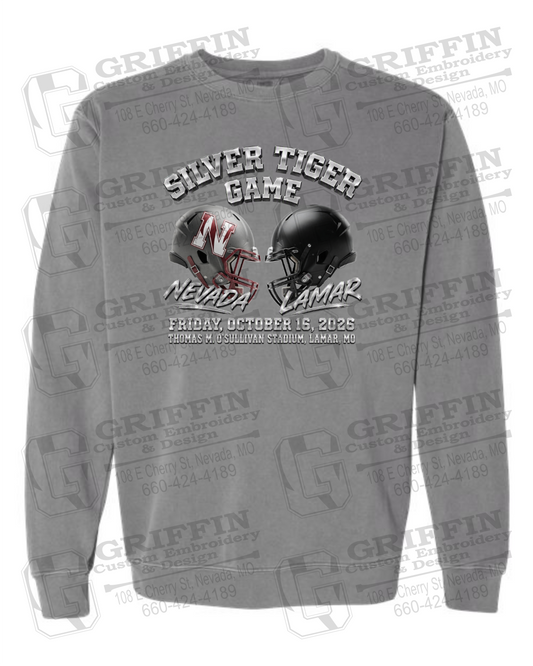 Comfort Colors Crewneck Sweatshirt - Silver Tiger 2026 Football - Nevada Tigers 27-K
