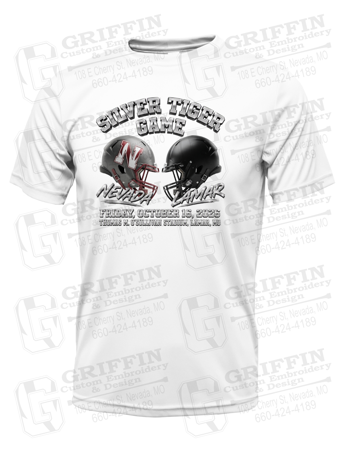 Dry-Fit Short Sleeve T-Shirt - Silver Tiger 2026 Football - Nevada Tigers 27-K