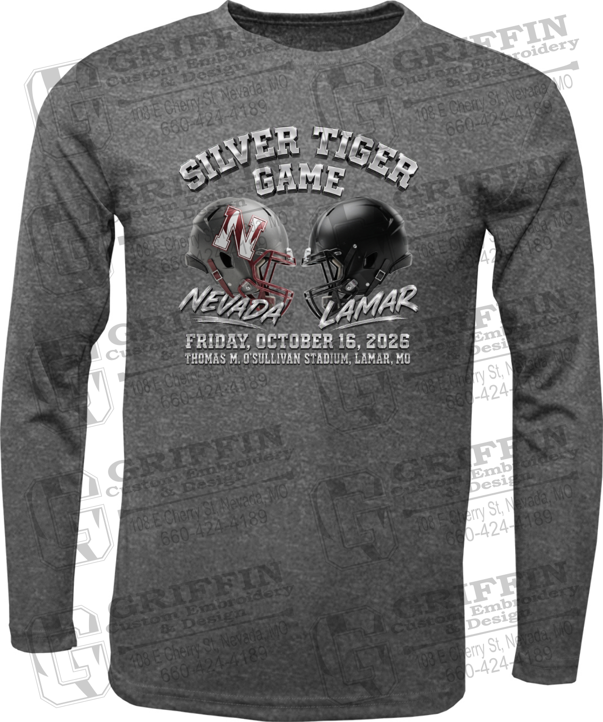 Dry-Fit Long Sleeve T-Shirt - Silver Tiger 2026 Football - Nevada Tigers 27-K