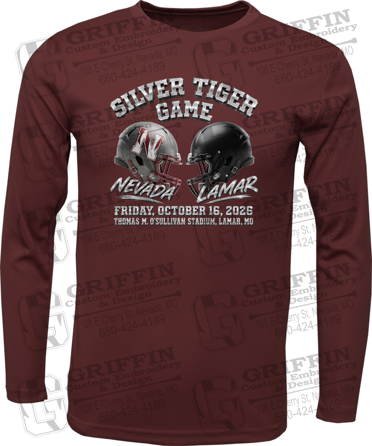Dry-Fit Long Sleeve T-Shirt - Silver Tiger 2026 Football - Nevada Tigers 27-K