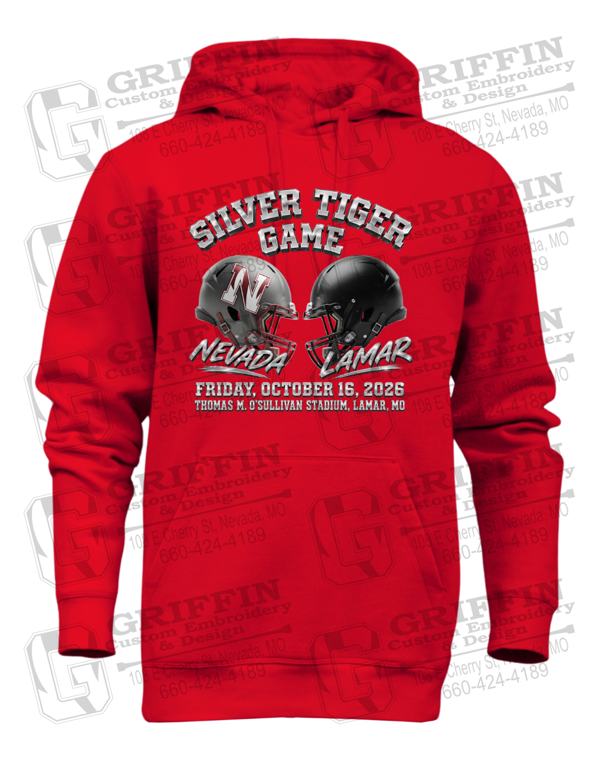 Heavyweight Fleece Hoodie - Silver Tiger 2026 Football - Nevada Tigers 27-K