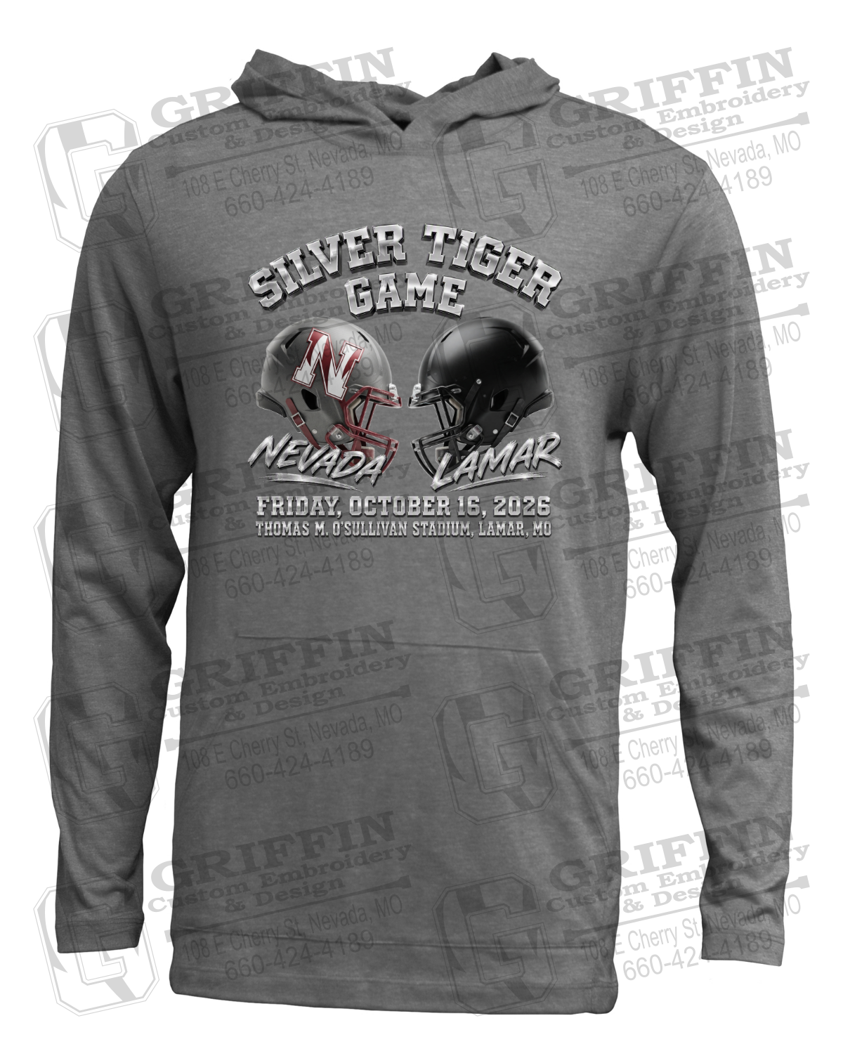 Soft-Tek T-Shirt Hoodie - Silver Tiger 2026 Football - Nevada Tigers 27-K