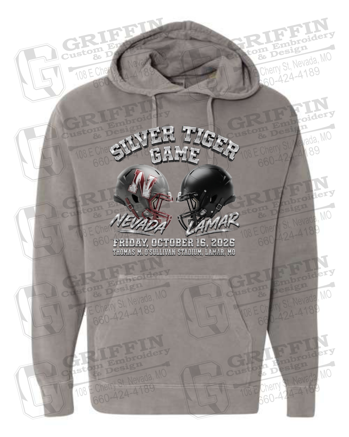 Comfort Colors Hoodie - Silver Tiger 2026 Football - Nevada Tigers 27-K