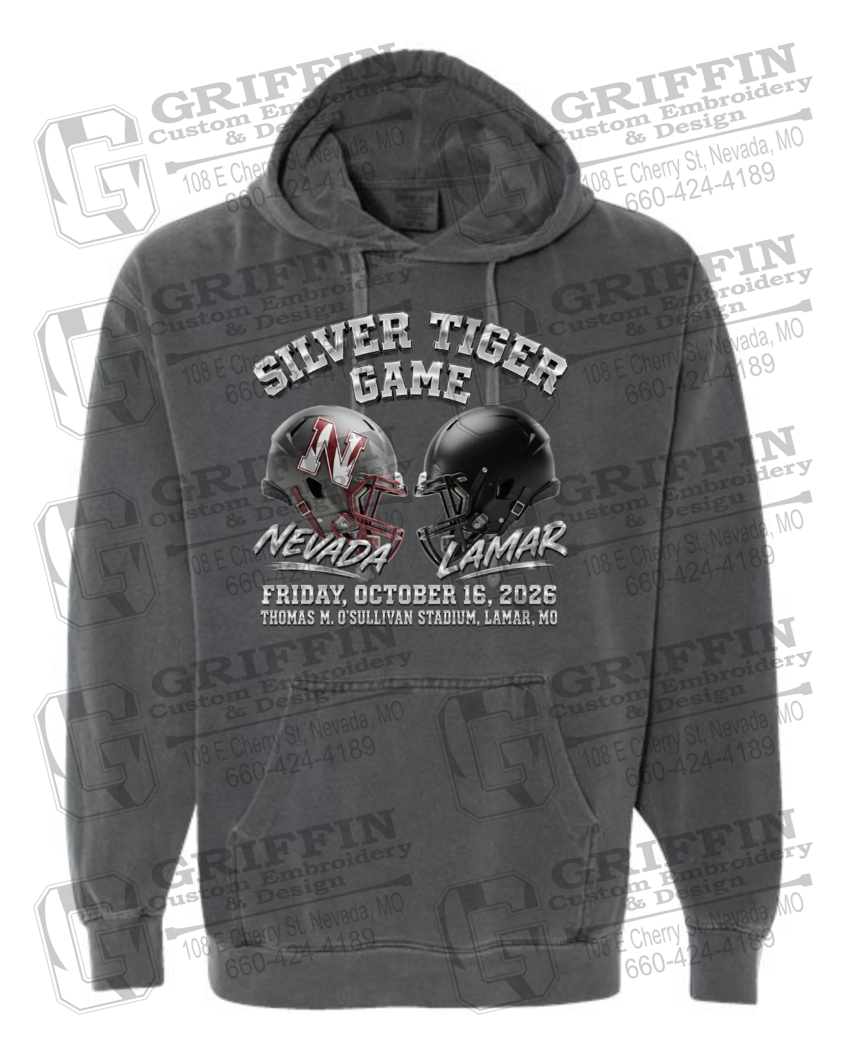 Comfort Colors Hoodie - Silver Tiger 2026 Football - Nevada Tigers 27-K