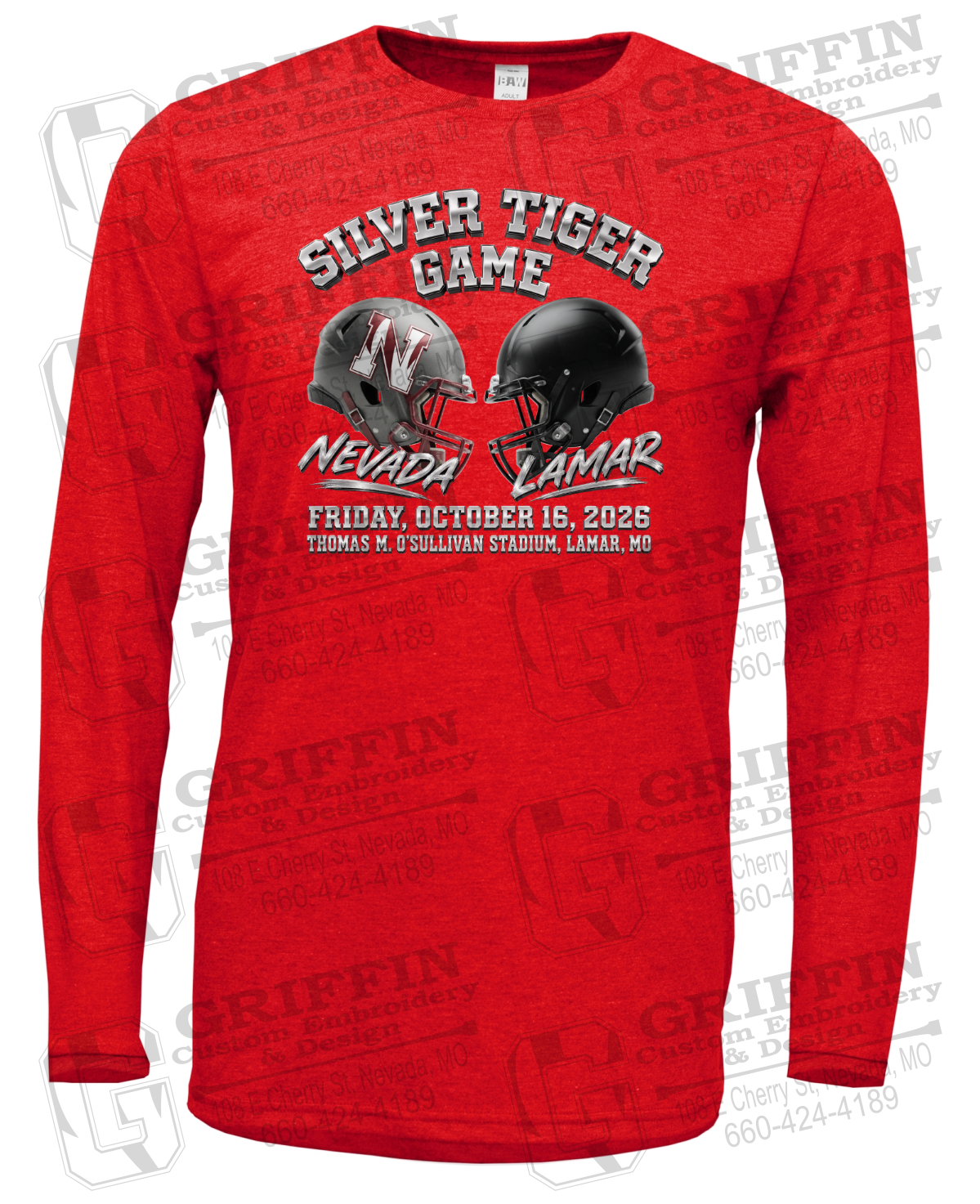 Soft-Tek Long Sleeve T-Shirt - Silver Tiger 2026 Football - Nevada Tigers 27-K