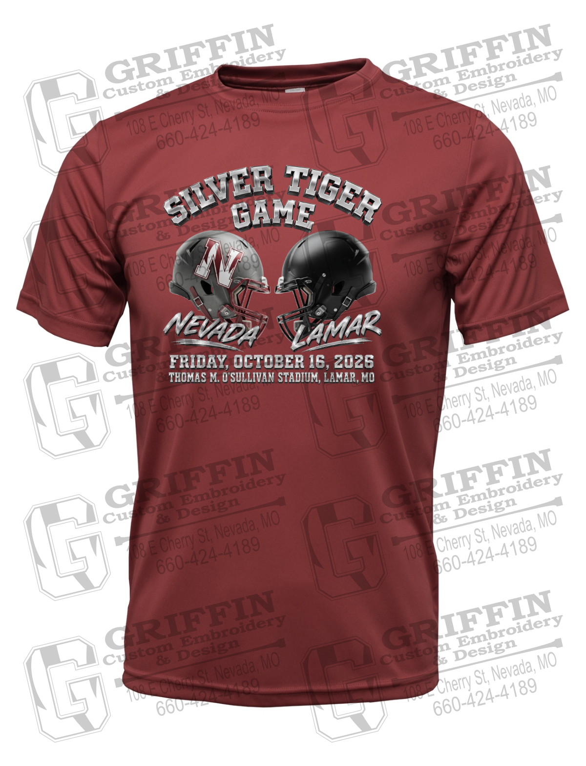 Dry-Fit Short Sleeve T-Shirt - Silver Tiger 2026 Football - Nevada Tigers 27-K
