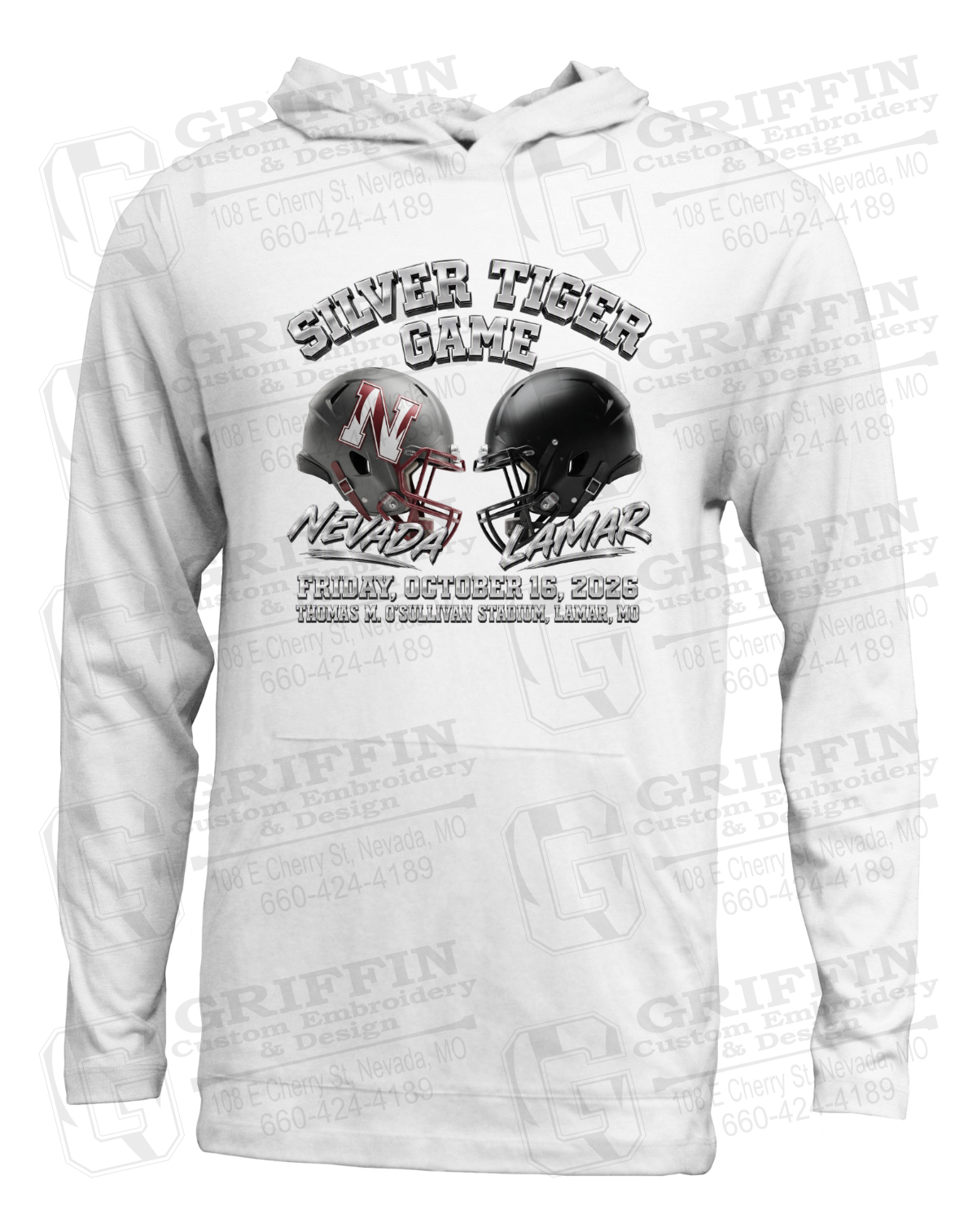 Soft-Tek T-Shirt Hoodie - Silver Tiger 2026 Football - Nevada Tigers 27-K