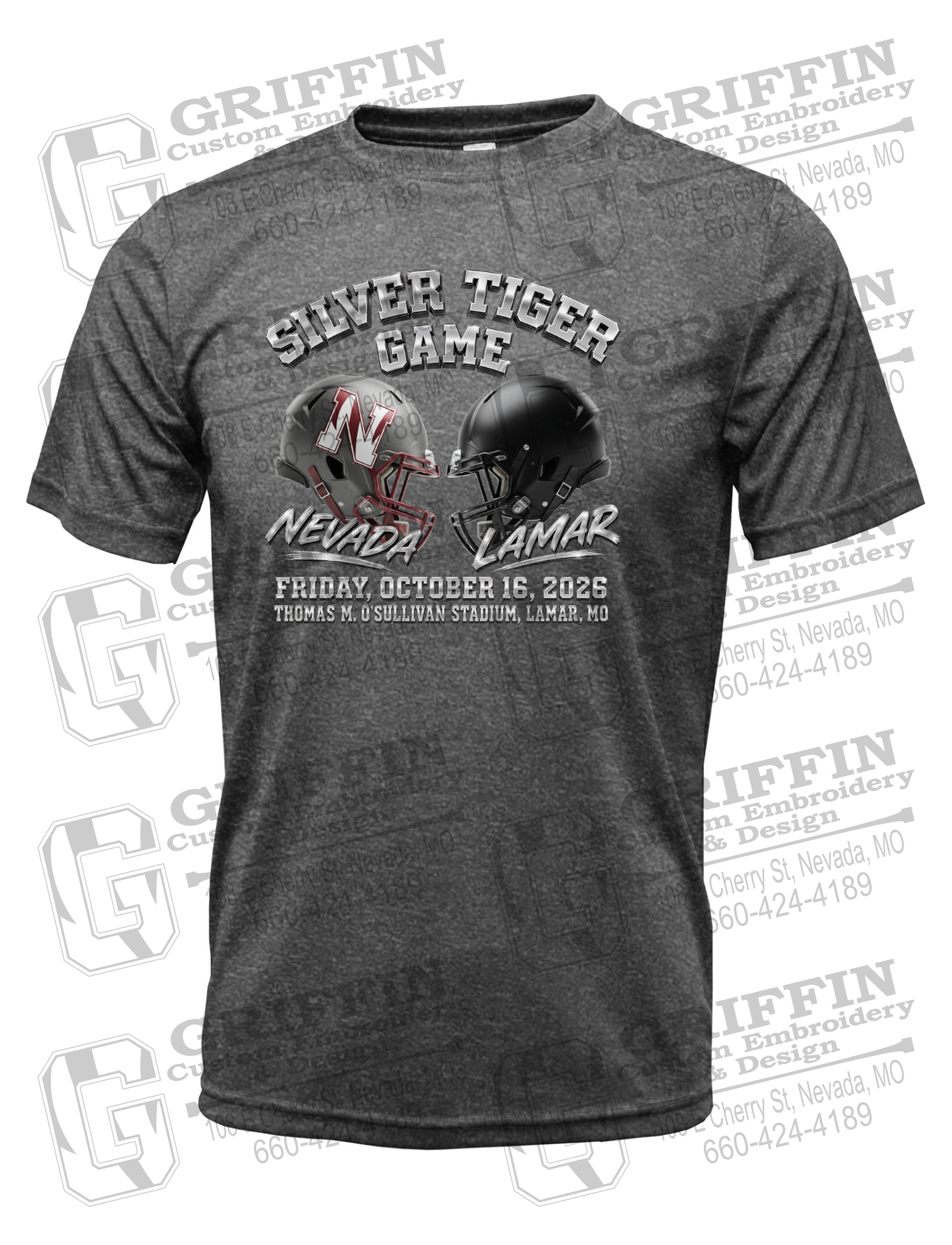 Dry-Fit Short Sleeve T-Shirt - Silver Tiger 2026 Football - Nevada Tigers 27-K