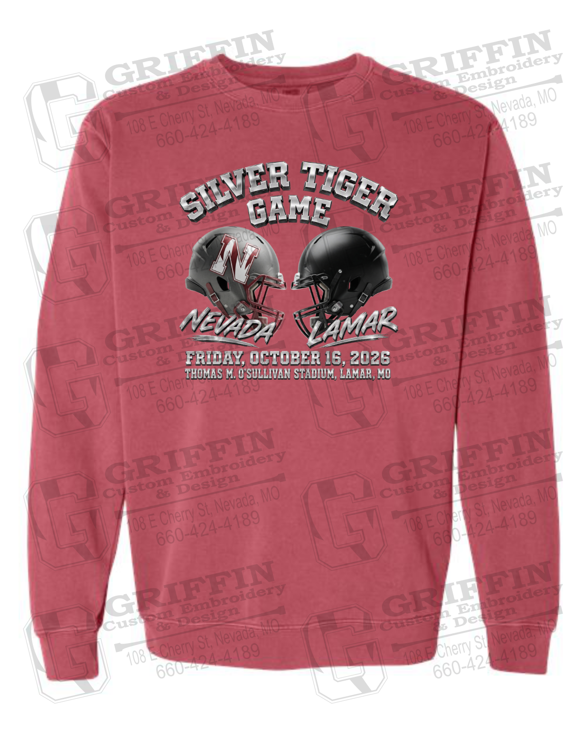 Comfort Colors Crewneck Sweatshirt - Silver Tiger 2026 Football - Nevada Tigers 27-K