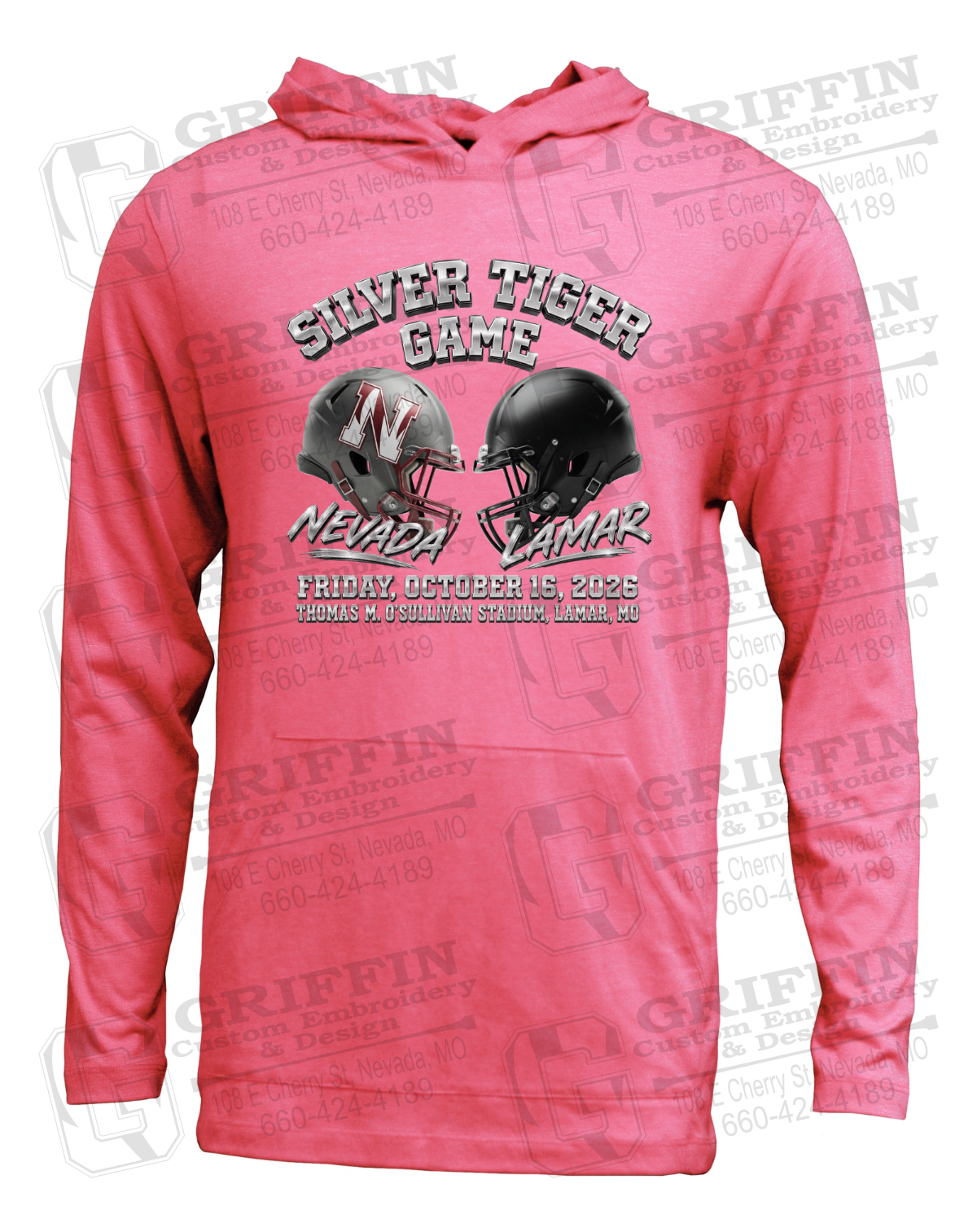 Soft-Tek T-Shirt Hoodie - Silver Tiger 2026 Football - Nevada Tigers 27-K