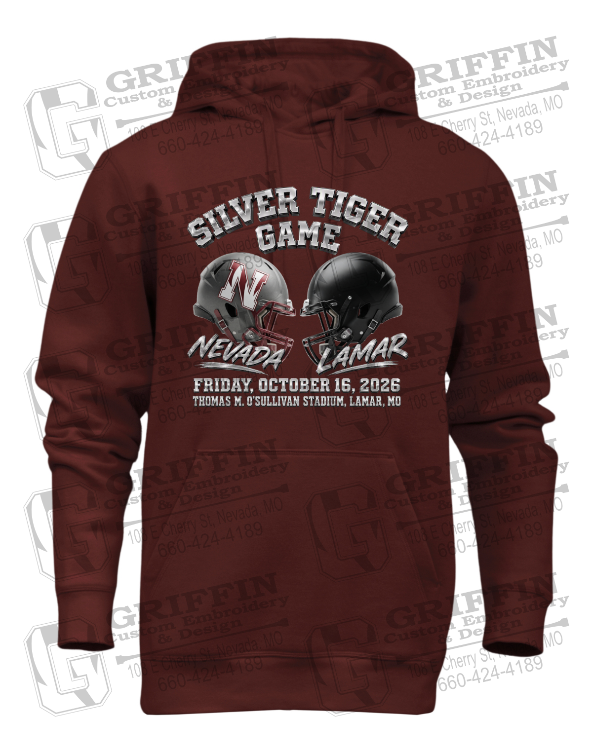 Heavyweight Fleece Hoodie - Silver Tiger 2026 Football - Nevada Tigers 27-K