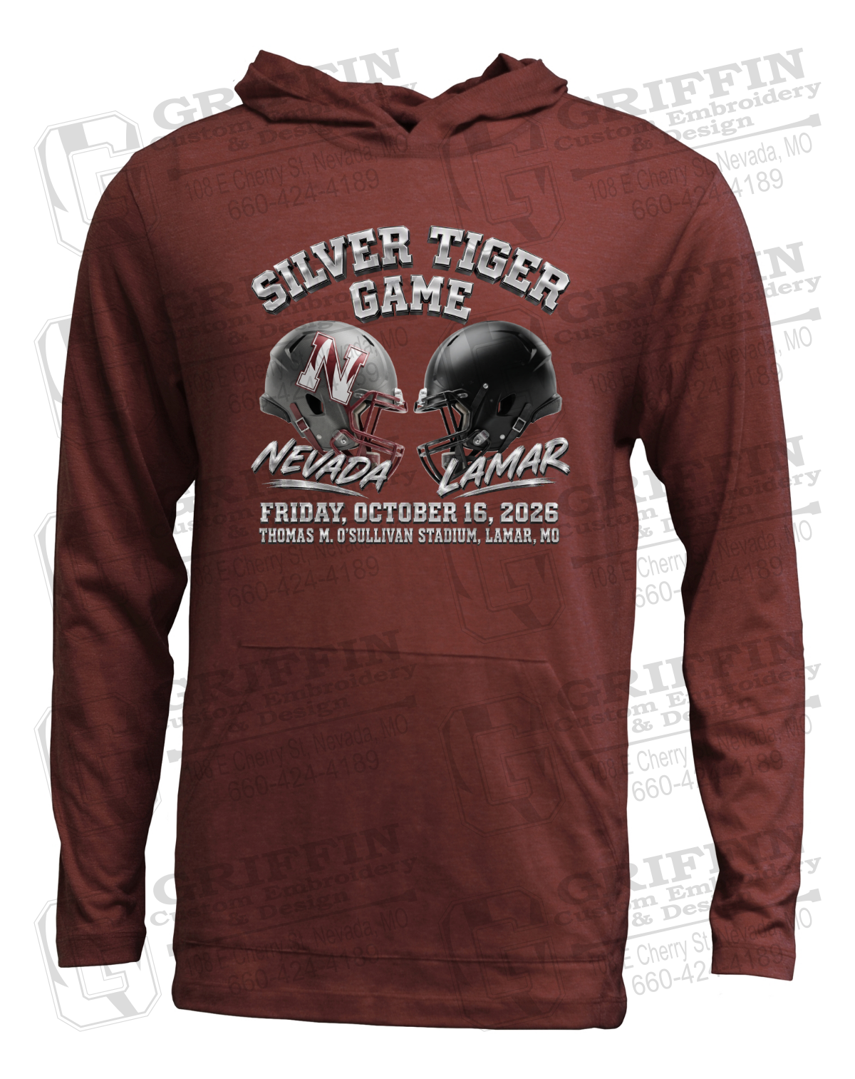 Soft-Tek T-Shirt Hoodie - Silver Tiger 2026 Football - Nevada Tigers 27-K
