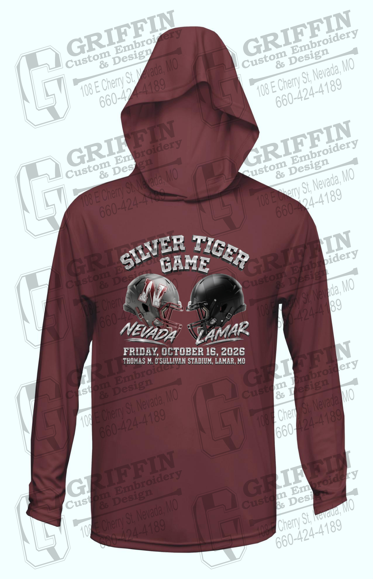 Dry-Fit T-Shirt Hoodie - Silver Tiger 2026 Football - Nevada Tigers 27-K