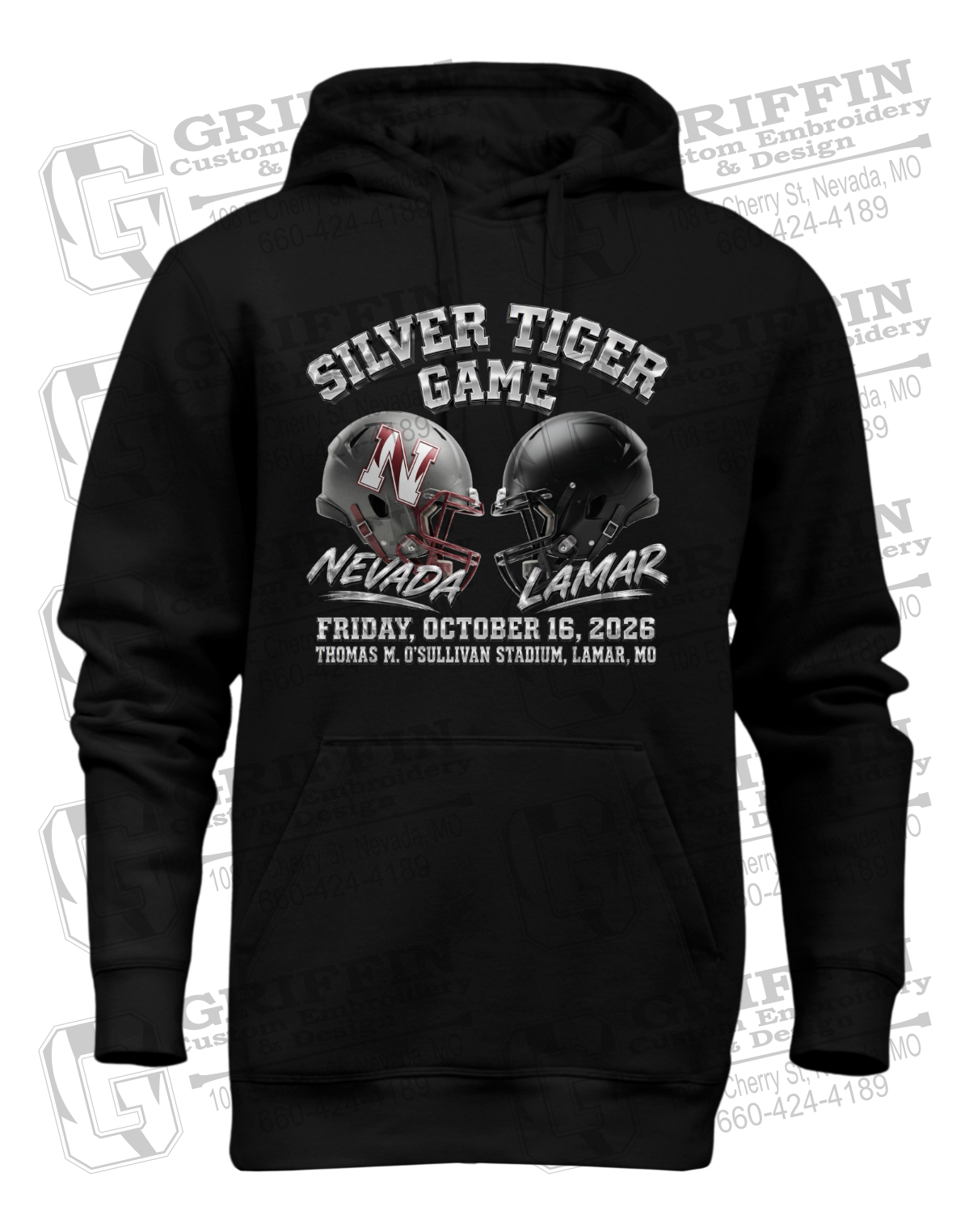 Heavyweight Fleece Hoodie - Silver Tiger 2026 Football - Nevada Tigers 27-K