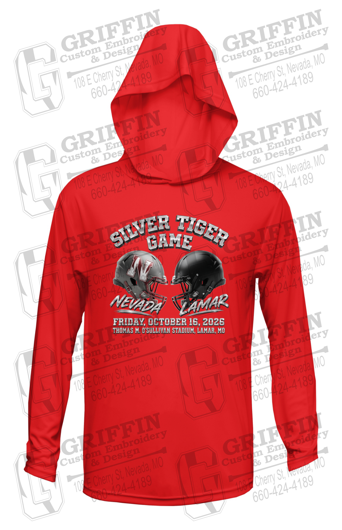 Dry-Fit T-Shirt Hoodie - Silver Tiger 2026 Football - Nevada Tigers 27-K