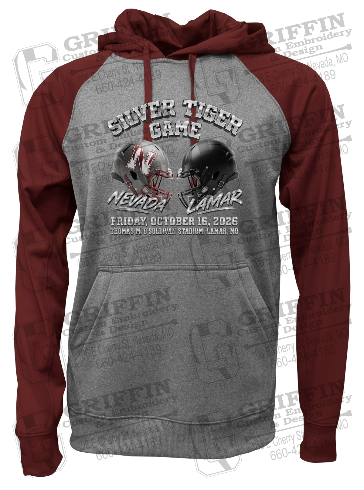 Performance Fleece Raglan Hoodie - Silver Tiger 2026 Football - Nevada Tigers 27-K