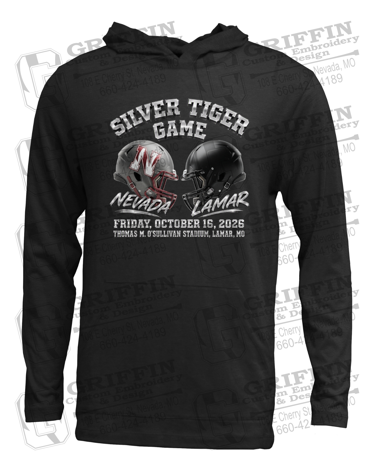 Soft-Tek T-Shirt Hoodie - Silver Tiger 2026 Football - Nevada Tigers 27-K