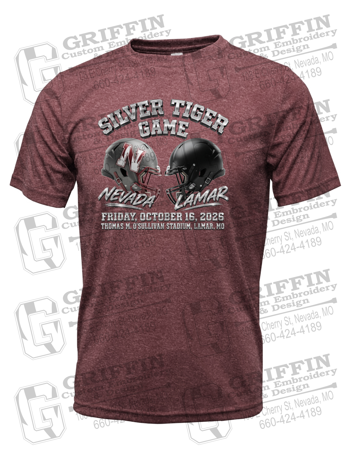 Dry-Fit Short Sleeve T-Shirt - Silver Tiger 2026 Football - Nevada Tigers 27-K