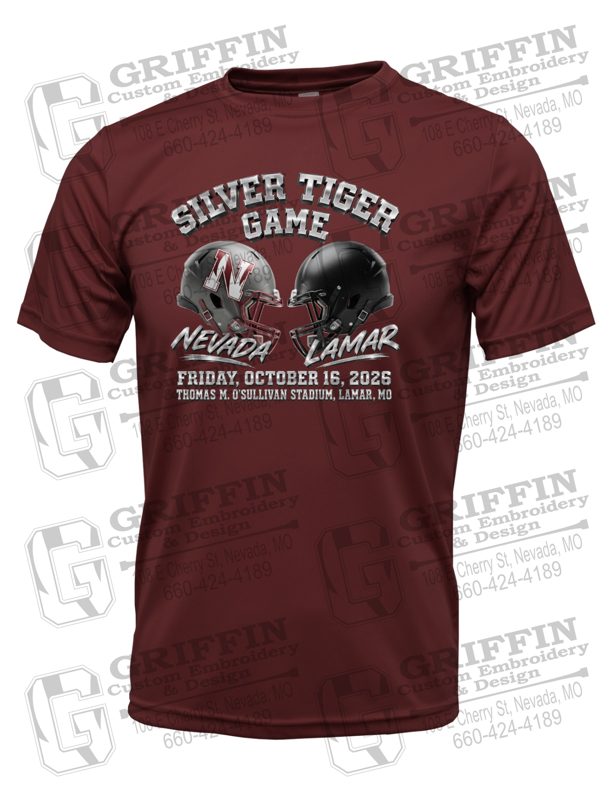 Dry-Fit Short Sleeve T-Shirt - Silver Tiger 2026 Football - Nevada Tigers 27-K