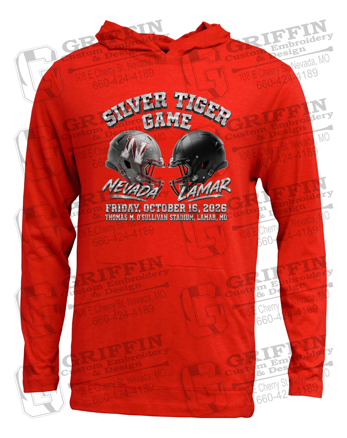 Soft-Tek T-Shirt Hoodie - Silver Tiger 2026 Football - Nevada Tigers 27-K