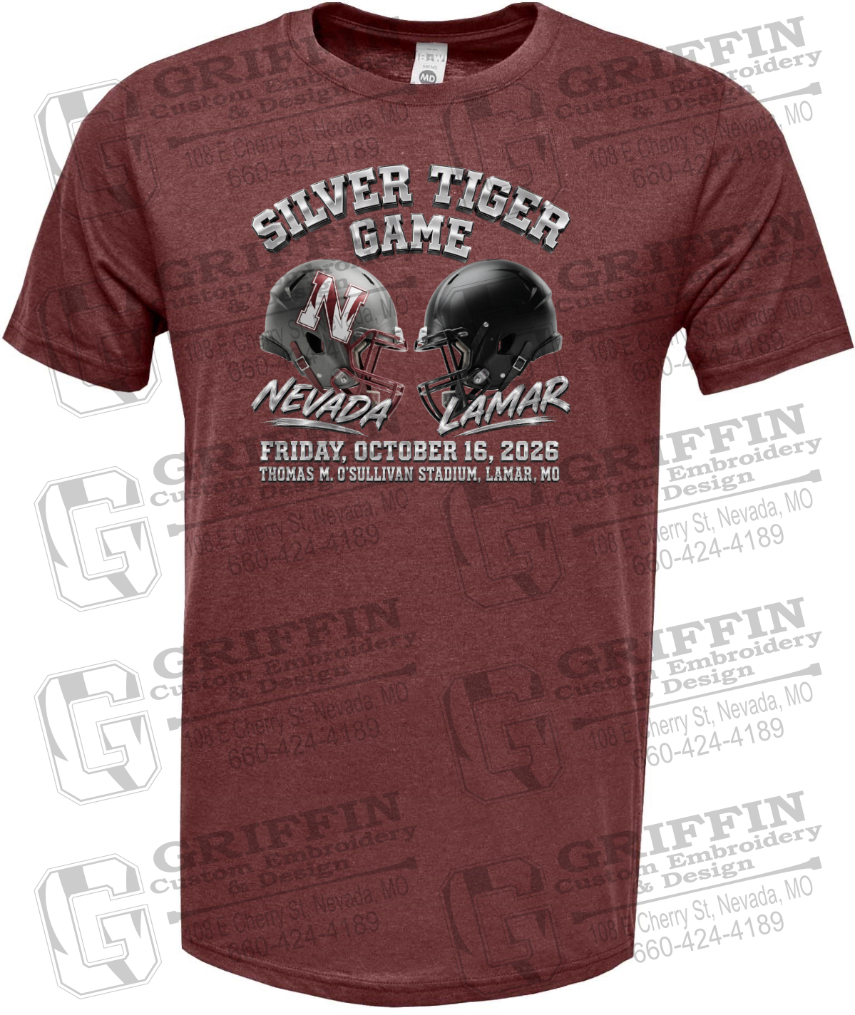Soft-Tek Short Sleeve T-Shirt - Silver Tiger 2026 Football - Nevada Tigers 27-K