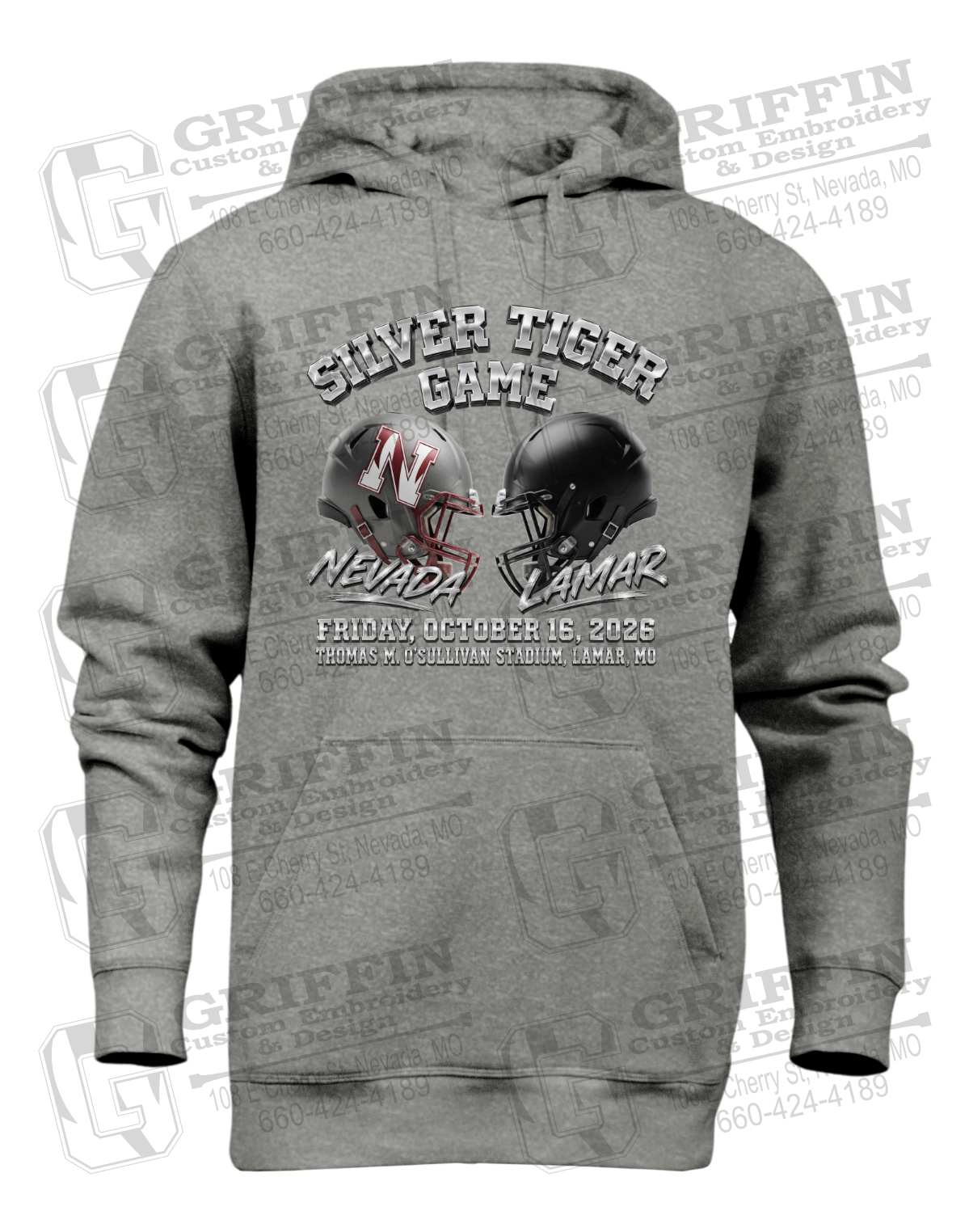 Heavyweight Fleece Hoodie - Silver Tiger 2026 Football - Nevada Tigers 27-K
