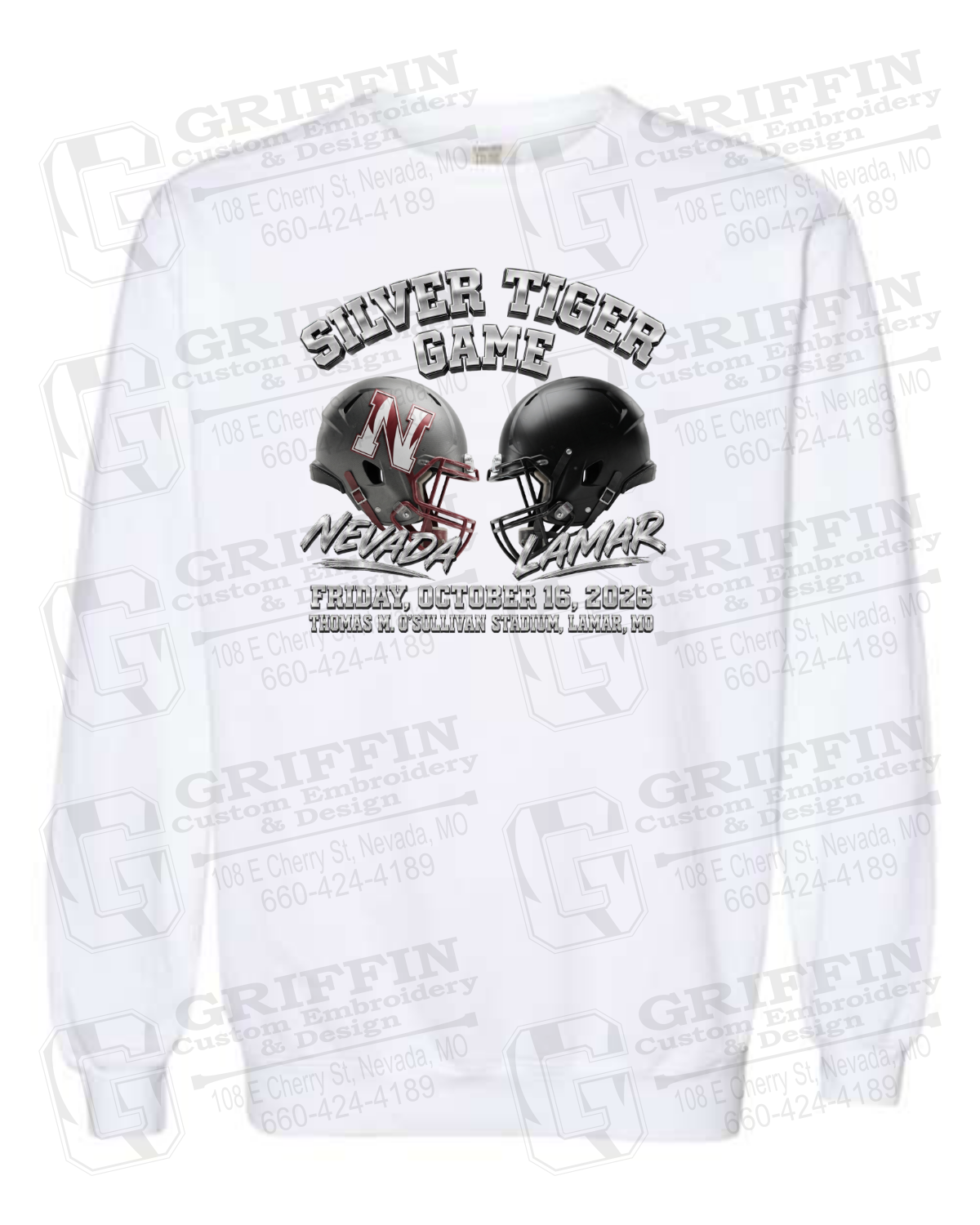 Comfort Colors Crewneck Sweatshirt - Silver Tiger 2026 Football - Nevada Tigers 27-K
