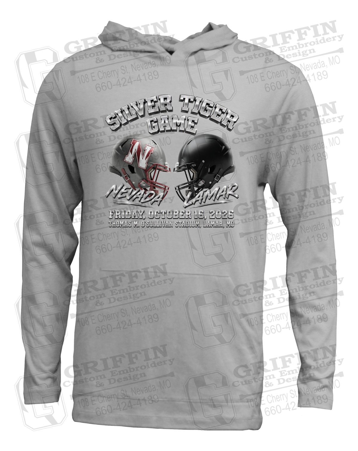 Soft-Tek T-Shirt Hoodie - Silver Tiger 2026 Football - Nevada Tigers 27-K