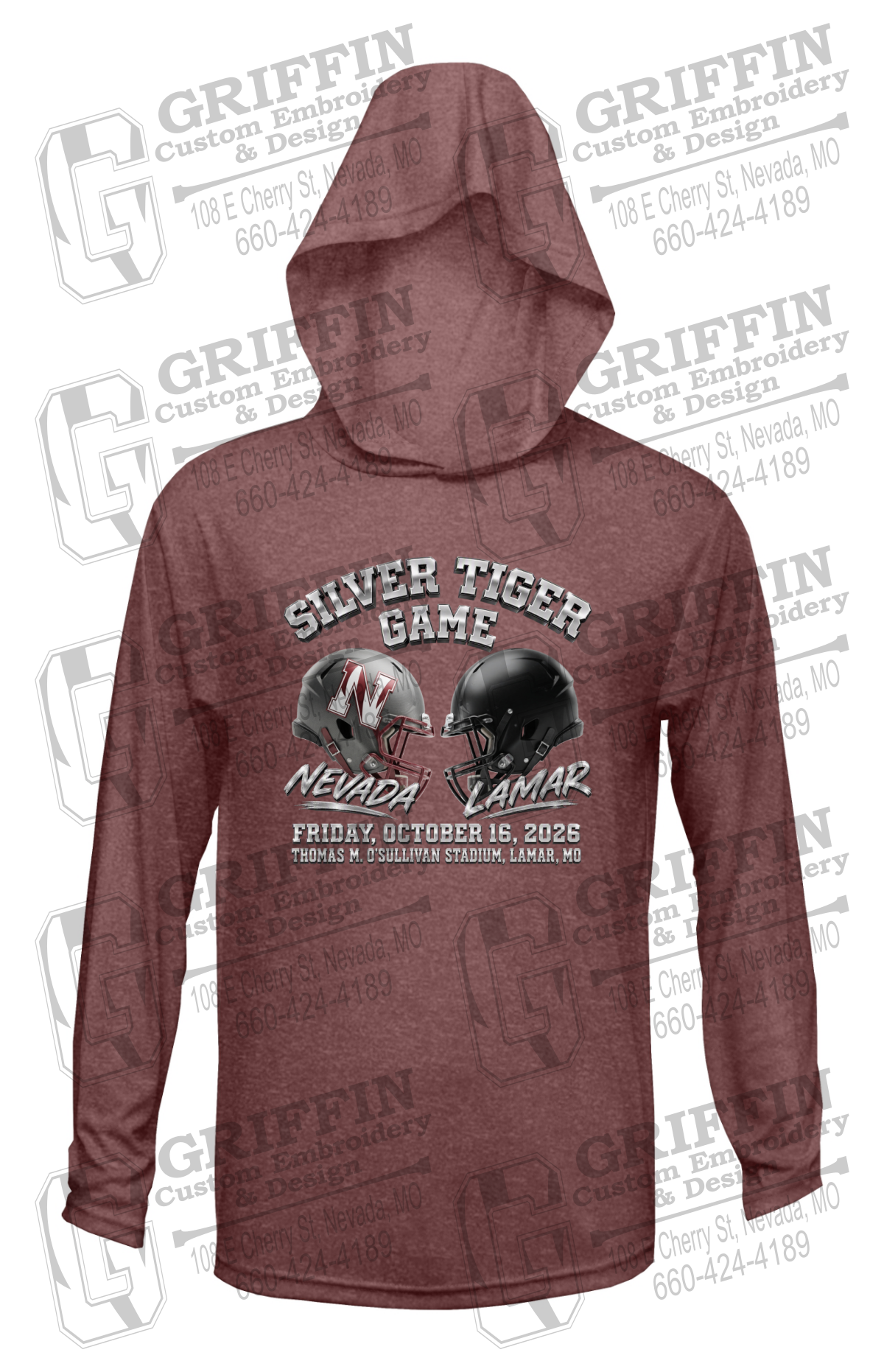 Dry-Fit T-Shirt Hoodie - Silver Tiger 2026 Football - Nevada Tigers 27-K